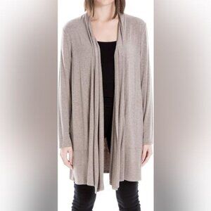 Max Studio Open Front Heathered Cardigan Tee Shirt Material Camel Tan Size Large